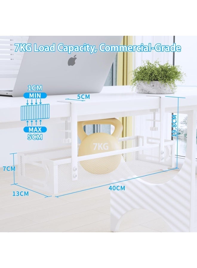 DUNISO Under Desk Cable Management Tray, No Drill Under Desk Cable Management Organizer,Cable Tray with Clamp for Desk Wire Management,Desk Cable Management Box,Durable and Sturdy, Saving Space,for Office, Home(White) - Image 2